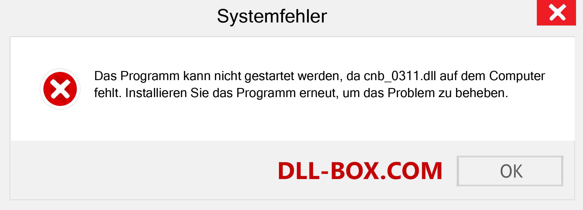 cnb_0311.dll-Datei fehlt?. Download für Windows 7, 8, 10 - Fix cnb_0311 dll Missing Error unter Windows, Fotos, Bildern